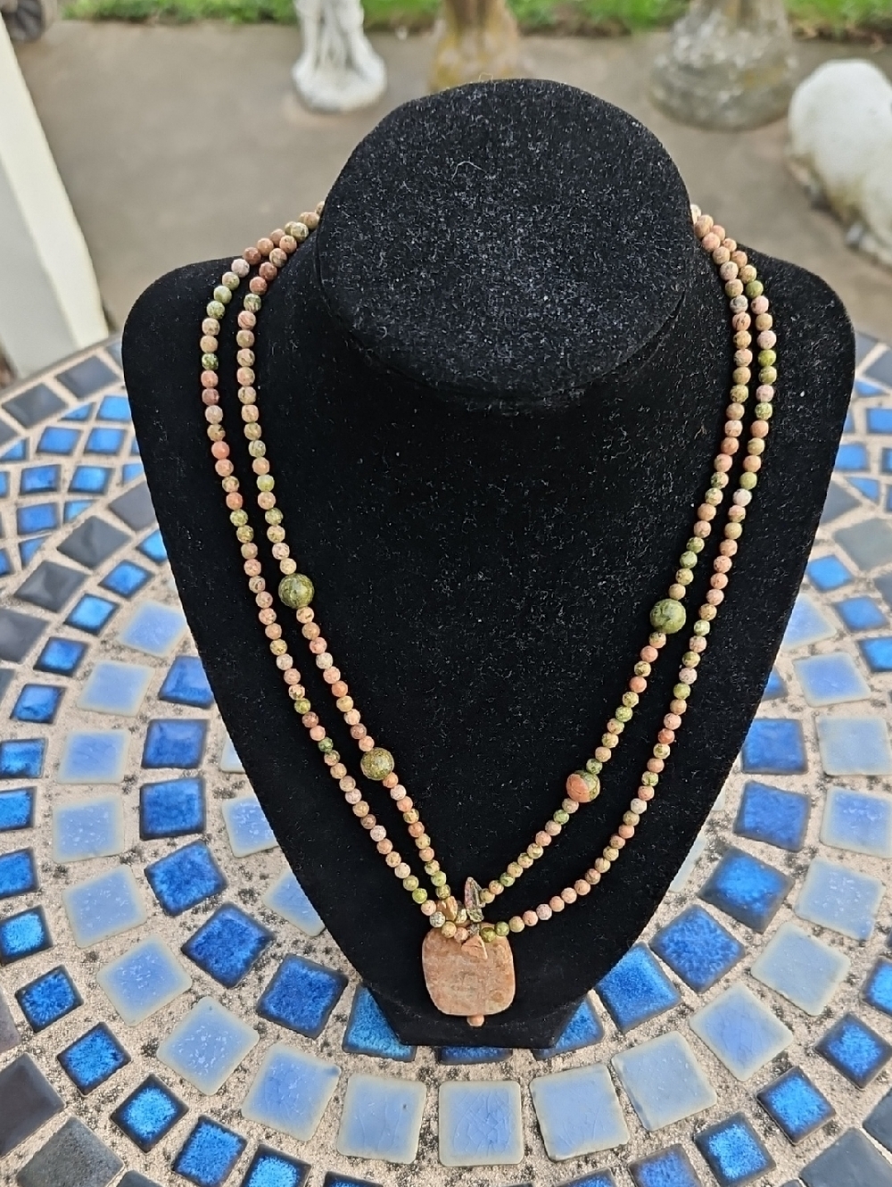 Brown Green Stone Necklace